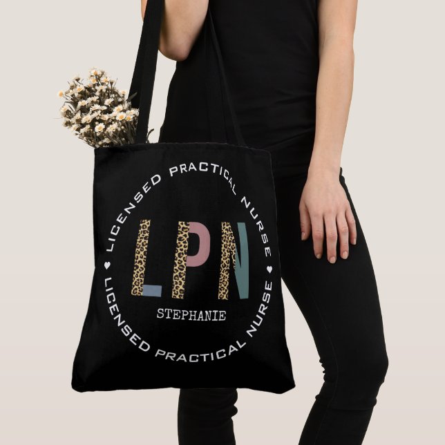 Personalized LPN Licensed Practical Nurse Tote Bag (Close Up)