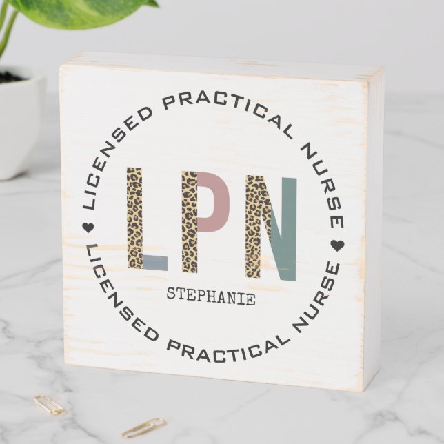 Personalized LPN Licensed Practical Nurse Wooden Box Sign (In Situ Horizontal)