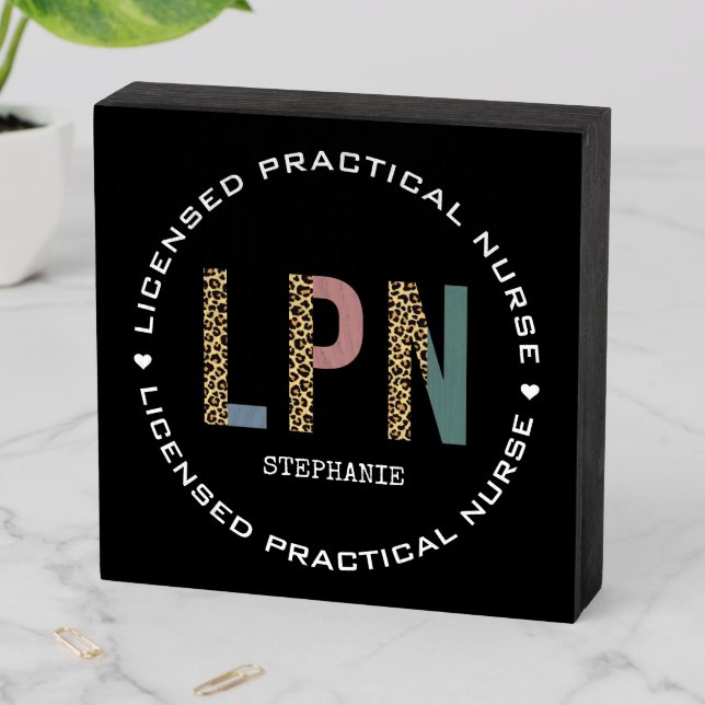 Personalized LPN Licensed Practical Nurse Wooden Box Sign (In Situ Horizontal)