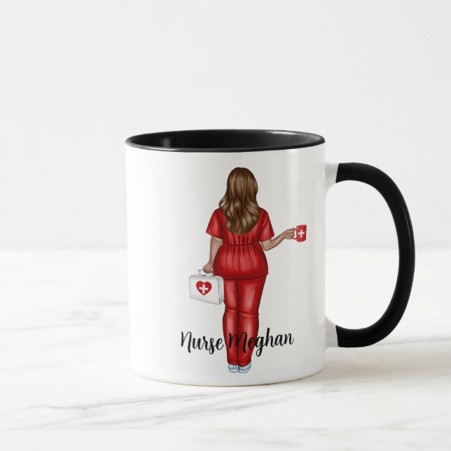 Personalized "LPN Life" Nurse (Brown Hair)  Mug (Right)