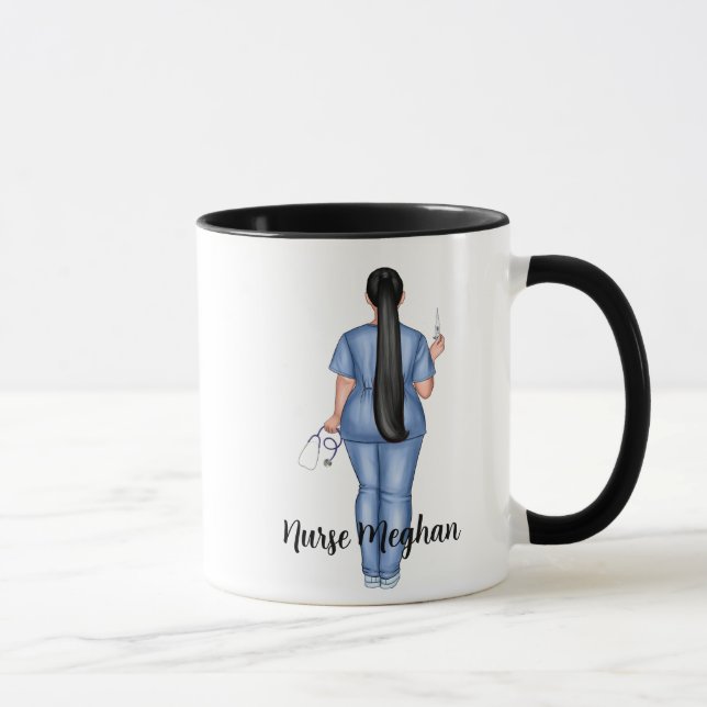Personalized "LPN Life" Nurse (Dark Hair)  Mug (Right)