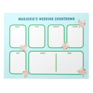 Personalized Lt. Blue/Green Floral Wedding Notepad