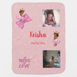 Personalized Lt Rose Baby Blanket with Two Images
