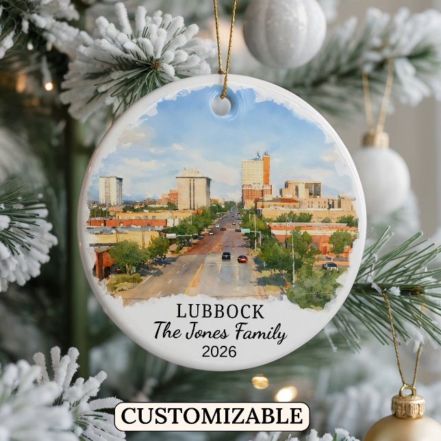 Personalized Lubbock Ornament, Custom Texas Ceramic Ornament (Creator Uploaded)