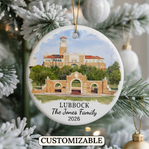Personalized Lubbock Ornament, Custom Texas Ceramic Ornament