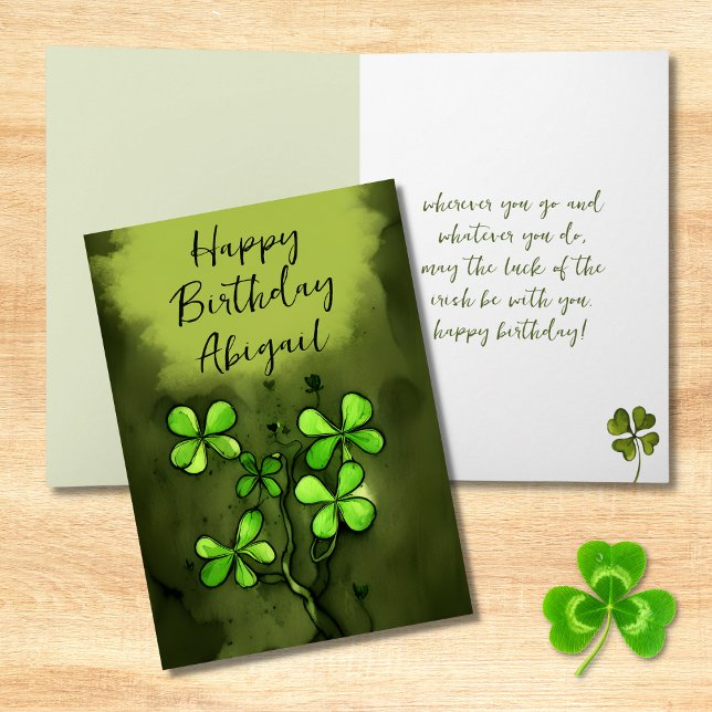 Personalized Luck of the Irish Clovers Birthday Card (Creator Uploaded)