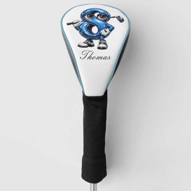 Personalized Lucky 8 Golf Head Cover (Front)