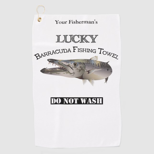 Personalized Lucky Barracuda Fishing Towel (Front)