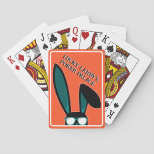 Personalized Lucky Black Rabbit in Sunglasses Poker Cards