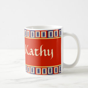 Personalized Lucky Blue Eight Wheel Mahjong Tile Coffee Mug