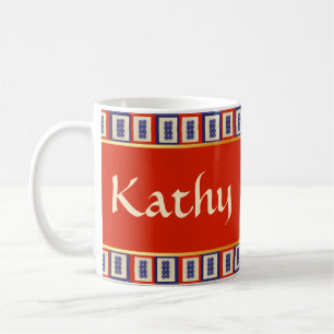 Personalized Lucky Blue Eight Wheel Mahjong Tile Coffee Mug