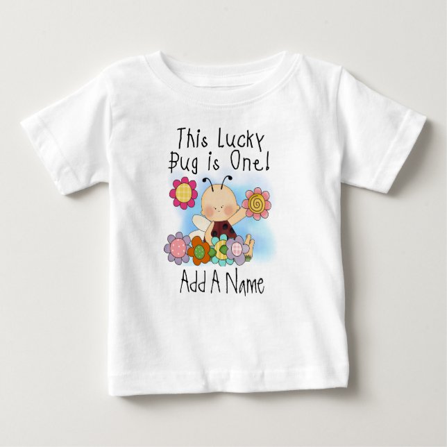 Personalized Lucky Bug First Birthday Tshirt (Front)