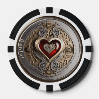 Personalized Lucky charm with heart Poker Chips