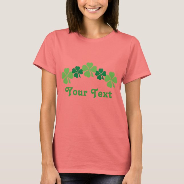 Personalized Lucky Clover Irish Gift T-Shirt (Front)