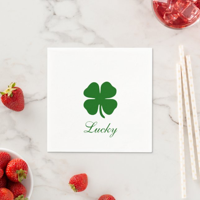Personalized Lucky Green Clover Napkins (Insitu)