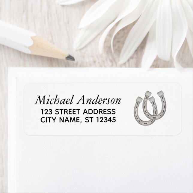 Personalized Lucky Horse Shoe Return Address       Label (Insitu)