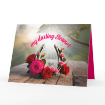 Personalized Lucky Horseshoe and Roses Love