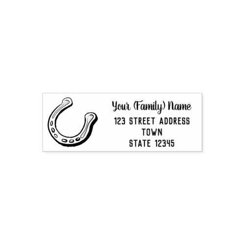 Personalized Lucky Horseshoe Return Address Self_inking Stamp