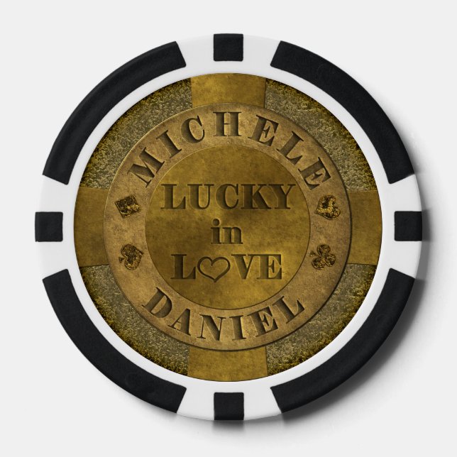 PERSONALIZED Lucky in Love Las Vegas Poker Chips (Front)