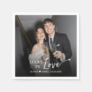 Personalized Lucky in Love wedding favor Napkins