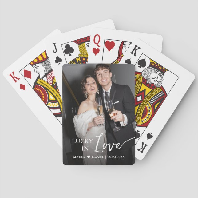 Personalized "Lucky in Love" wedding favor playing Poker Cards (Back)
