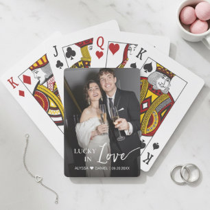 Personalized "Lucky in Love" wedding favor playing Poker Cards