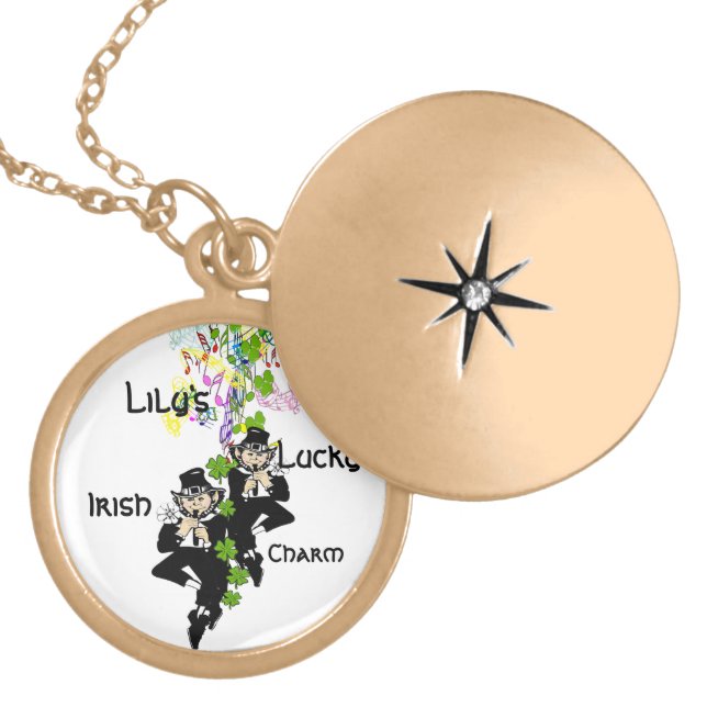 Personalized Lucky Irish Leprechaun Charm Necklace (Front)