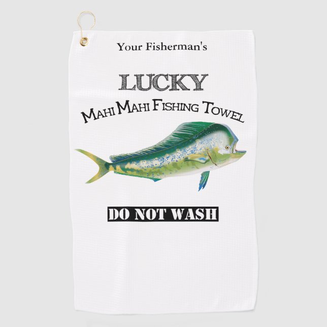 Personalized Lucky Mahi Mahi Fishing Towel (Front)