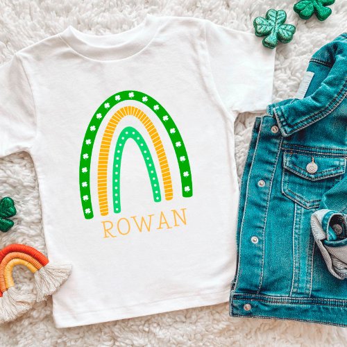 Personalized Lucky Rainbow St Patricks Day Toddler T_shirt