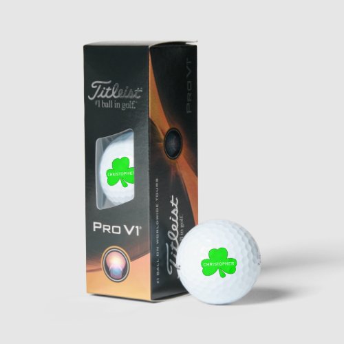 Personalized Lucky Shamrock Golf Balls