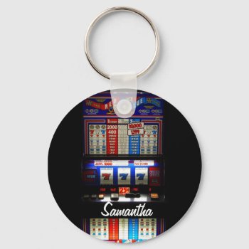 Personalized Lucky Slot Machine Keychain by Rebecca_Reeder at Zazzle