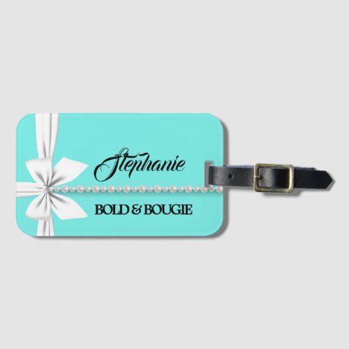 Personalized Luggage Tag Aqua Bold  Bougie Gift