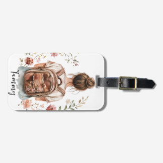 Personalized Luggage Tag – Brunette Woman