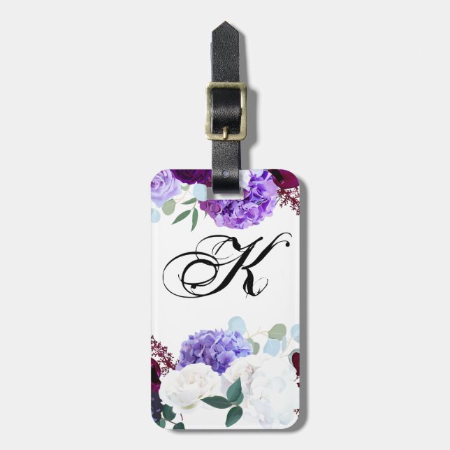 Personalized Luggage Tag Lavender Hibiscus on Wh (Front Vertical)