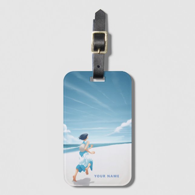 Personalized Luggage Tag Whimsical Japanese Art (Front Vertical)