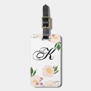 Personalized Luggage Tag White Floral Flowers on W