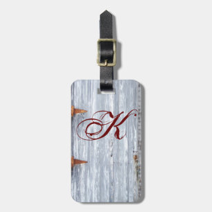 Personalized Luggage Tag White Wash Wood Barn Door