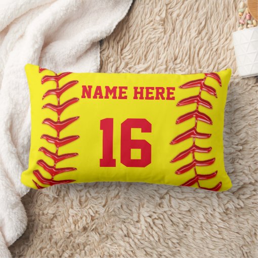 Personalized Lumbar Softball Pillows for Girls Zazzle