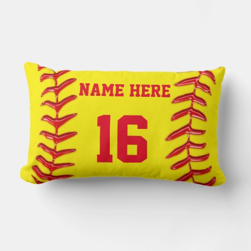 Personalized Lumbar Softball Pillows for Girls