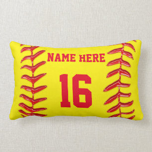Personalized Lumbar Softball Pillows for Girls