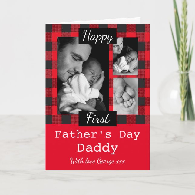 Personalized Lumberjack red first fathers day  Card (Front)