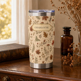 Personalized Luna Moth Autumn Botanical Pattern Insulated Tumbler