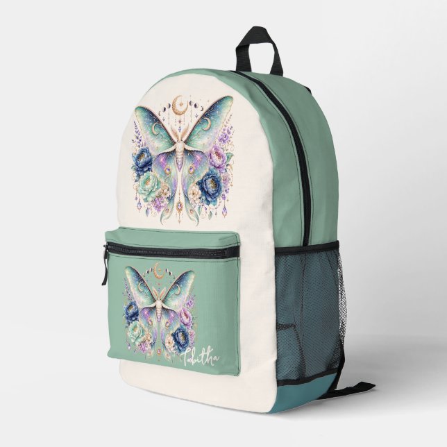 Personalized Luna Moth Backpack  (Back Corner Right)