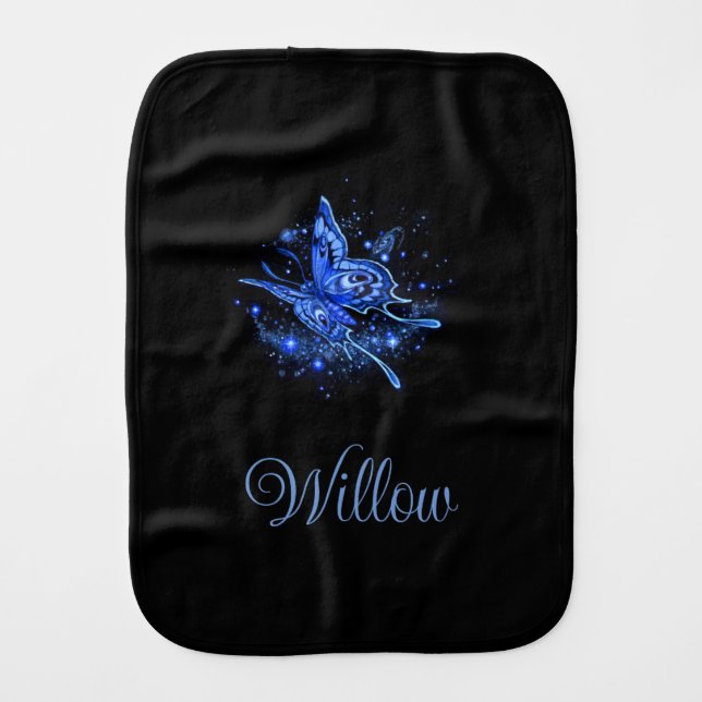 Personalized Lunar Moth Baby Burp Cloth (Front)