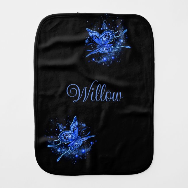 Personalized Lunar Moth Baby Burp Cloth (Front)