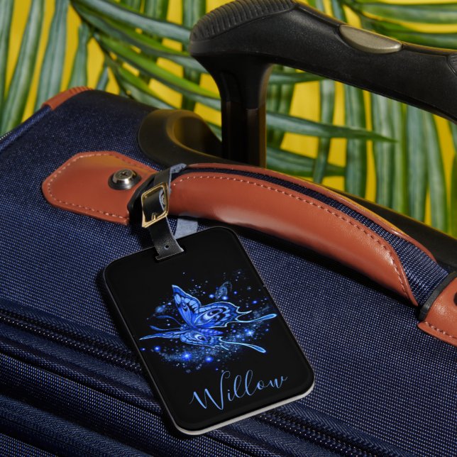 Personalized Lunar Moth Luggage Tag (Front Insitu 1)
