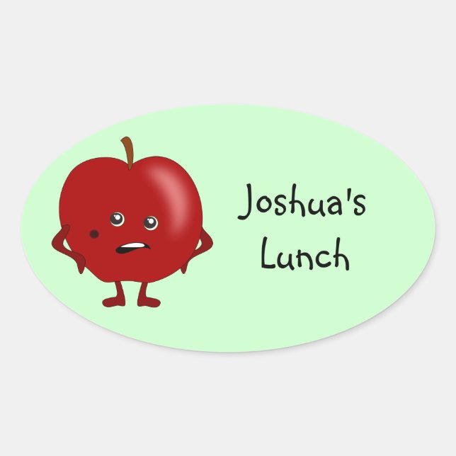 Personalized Lunch Labels: Apple Oval Sticker (Front)