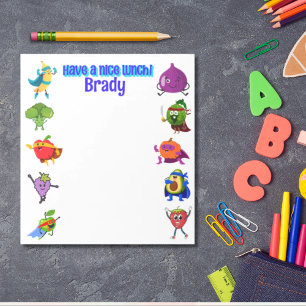 Personalized Lunchbox love name food superhero Notepad