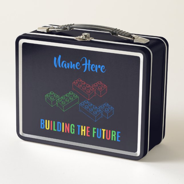 Personalized Lunchkins Building Bricks Lunch Box (Front)