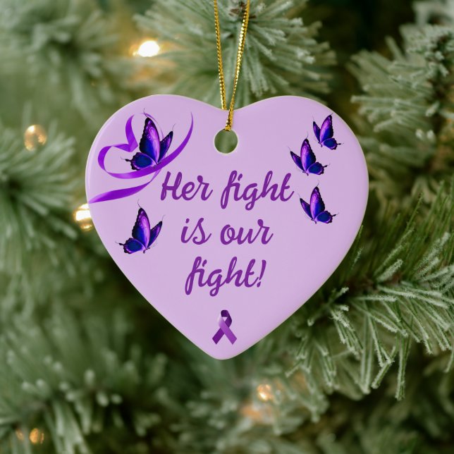 Personalized Lupus Support Purple Heart Ceramic Ornament (Tree)